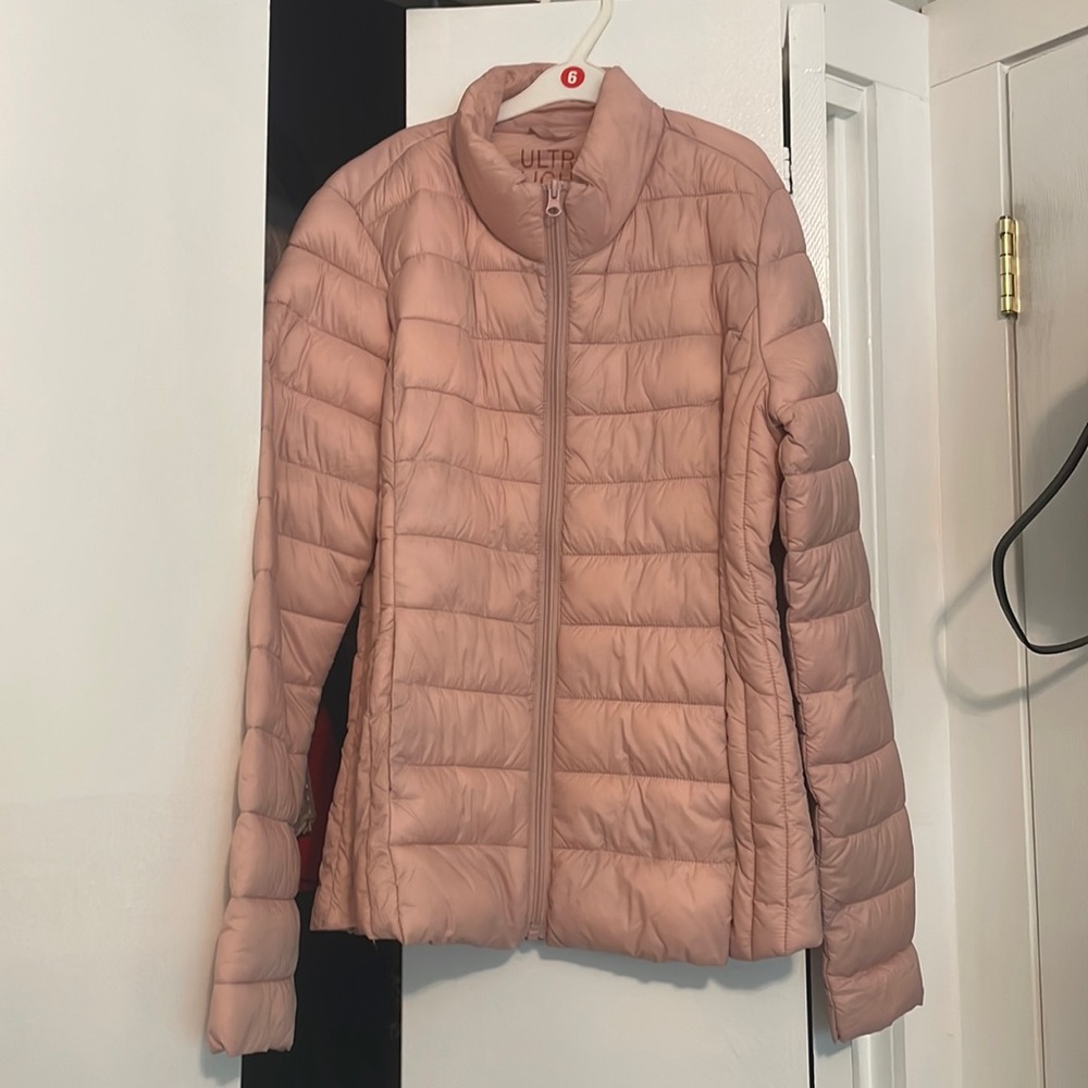 Pink puffer jacket
